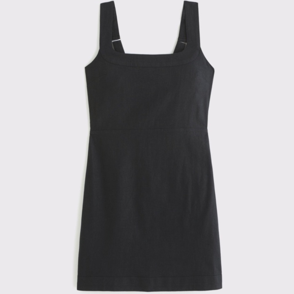 Abercrombie Black Linen-Blend Mini Dress - Picture 6 of 15